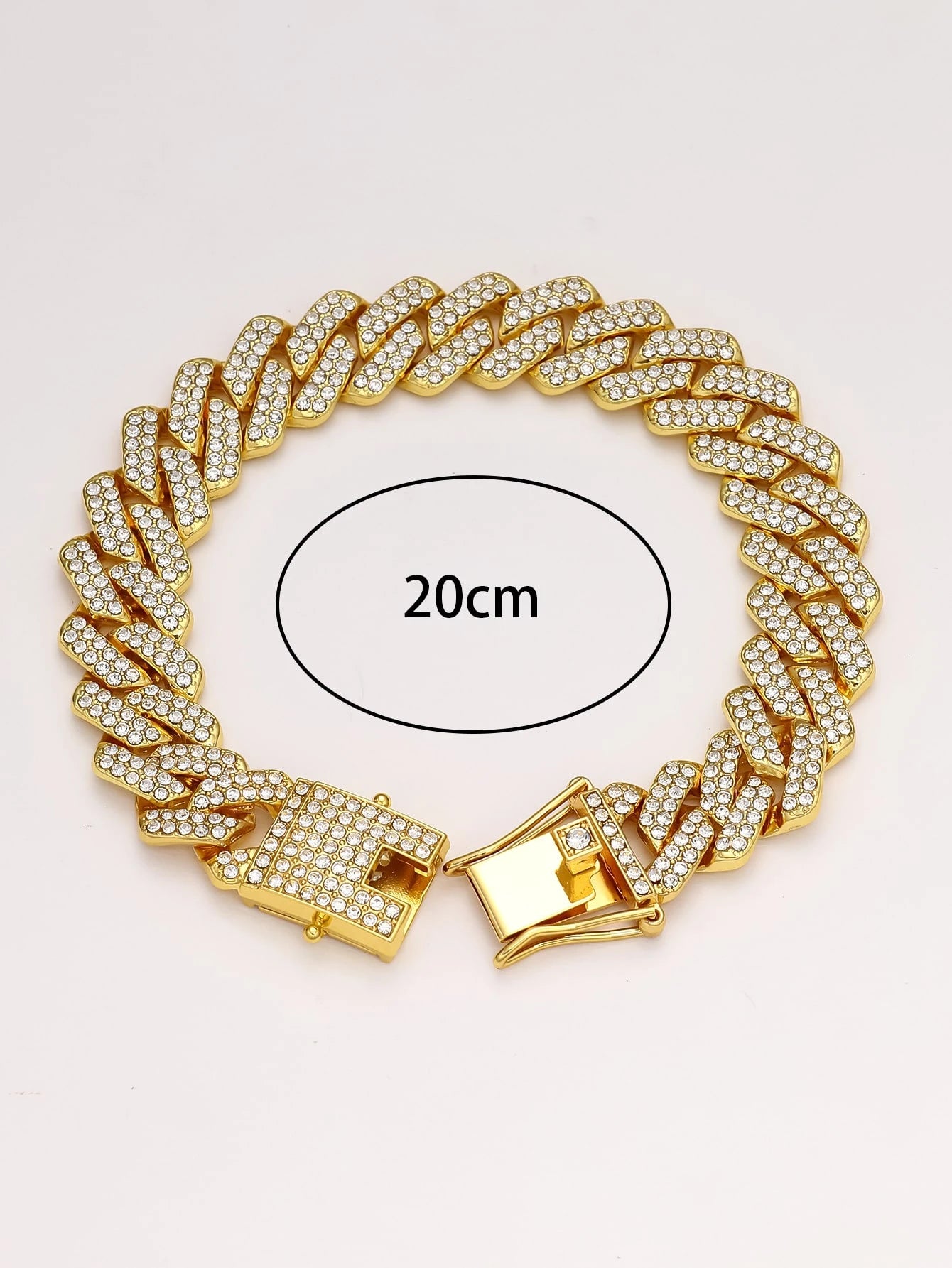 Kuuioe 1Pc European and American Black Hip-Hop Street Style Fully Rhinestone-Decorated Chain Necklace for Men & Women, with a Chain Bracelet, 20-60CM