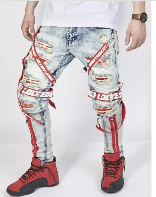 Aliexpress White High-End Denim Men'S Trousers Cross-Border Foreign Trade Hole Trend Black Slim Jeans