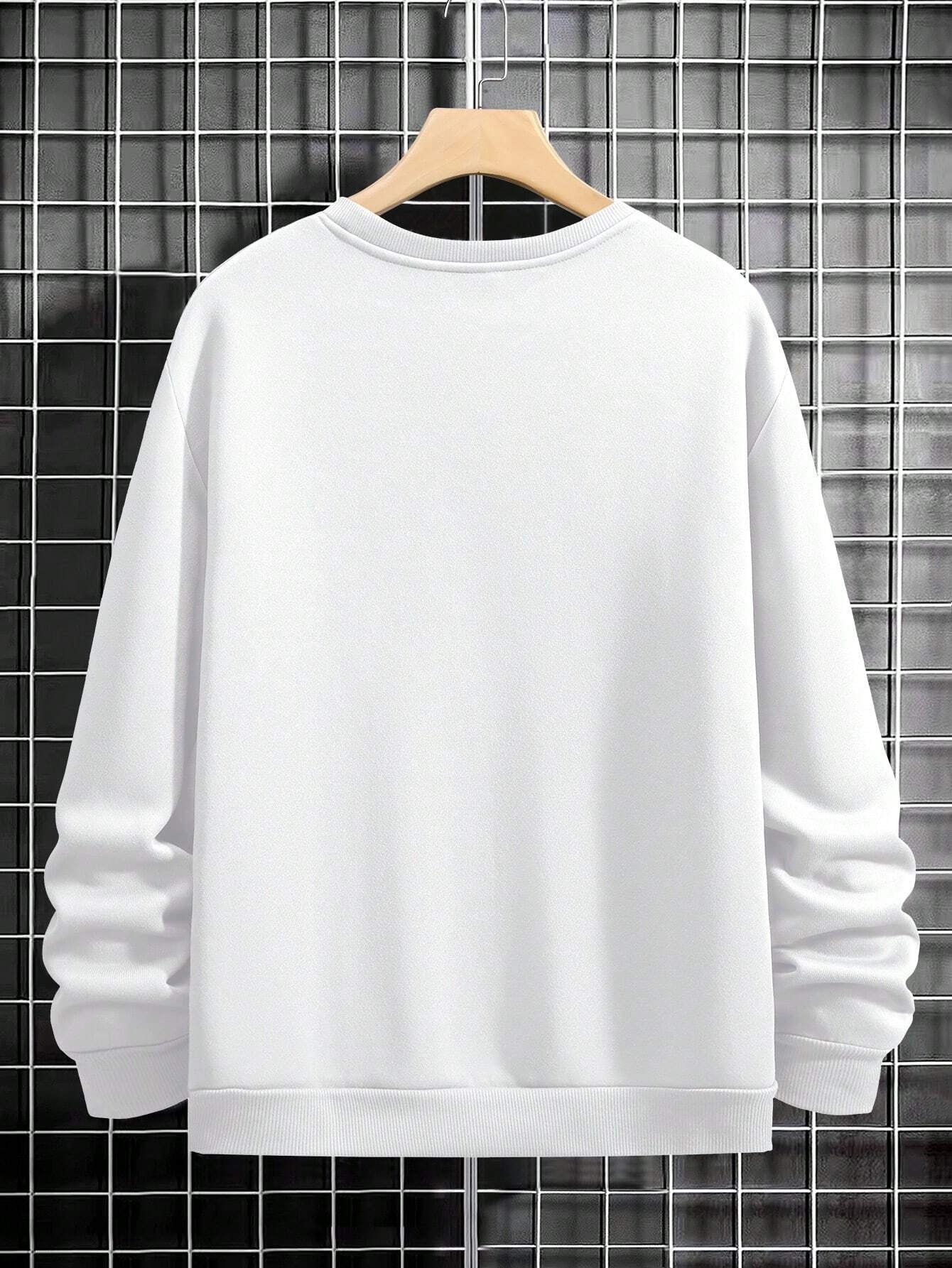 Manfinity Sporsity Men Letter Graphic Sweatshirt Going Out Crew Neck Letter Los Angeles Long Sleeve Casual Sweatshirt, for Friends, Husband, Boyfriend Gifts, Los Angeles Hoodie, Men Sweatshirt, Men Pullover Hoodie