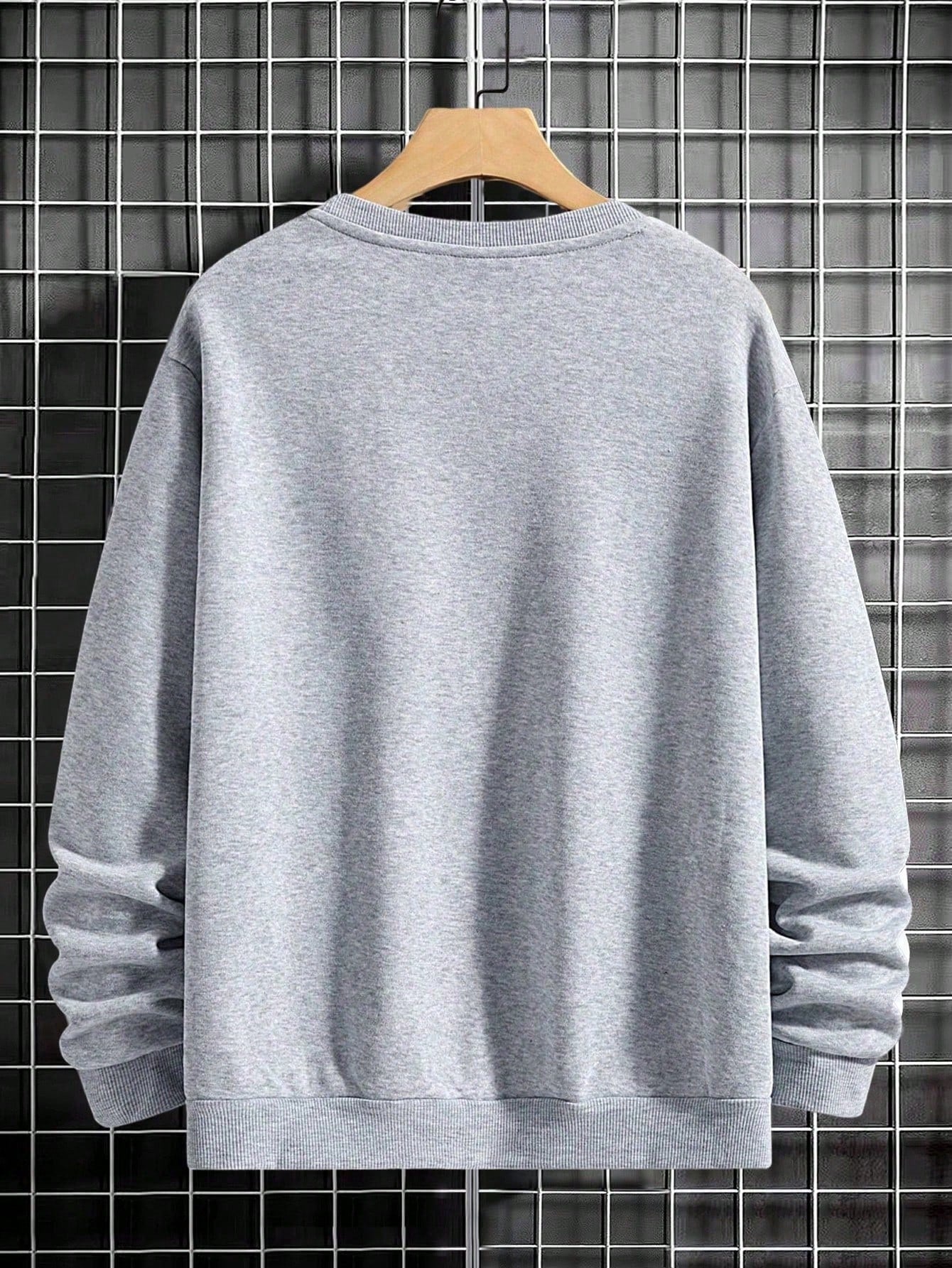 Manfinity Sporsity Men Letter Graphic Sweatshirt Going Out Crew Neck Letter Los Angeles Long Sleeve Casual Sweatshirt, for Friends, Husband, Boyfriend Gifts, Los Angeles Hoodie, Men Sweatshirt, Men Pullover Hoodie